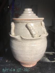 北宋南剑州窑青釉堆塑塔形盖谷仓罐（1）