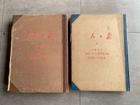 东北日报！1946.4.1-1946.12.31、1947.1.1-1947.6.30、合订本2本合售！1960年北京图书馆影印！品相如图不缺页！轻微边角破损！各种解放战争时期的新闻时事！2本合售