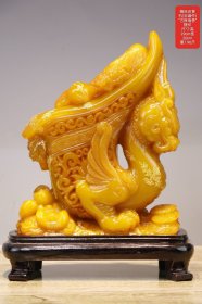 精品田黄石(玉璇作)“古杯瑞兽”摆件 尺寸:高29cm宽20cm 重7.96斤