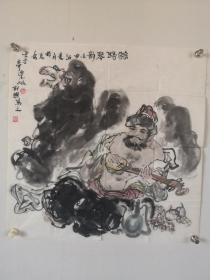 范崇岷国画斗方一幅，丝路琴韵，长安大学终身教授，艺术学院博士生导师，尺寸:68*68cm。