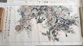 常州画家，扬州广陵书画院院长赵一峰花鸟四幅。三幅是四尺整张大中堂。