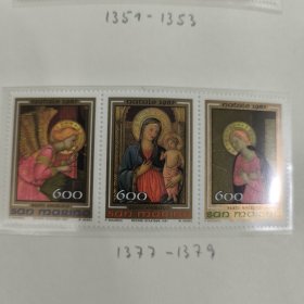 SAN135圣马力诺邮票1987年圣诞节安吉利科绘画 3全 新 联票