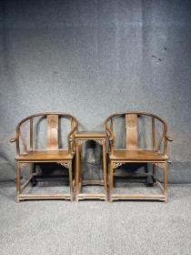 清代海南黄花梨圈椅三件套古董传世二手黄花梨木器海黄老家具木器