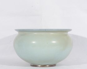 大宋天青釉钧窑乾隆御题香炉笔洗 高13.3径20.4厘米2