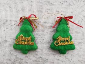 圣诞节装饰品 挂件 小圣诞树2个 可挂在圣诞树上