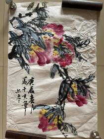 写意花鸟画国画水墨花卉画字画作品条幅纯手绘