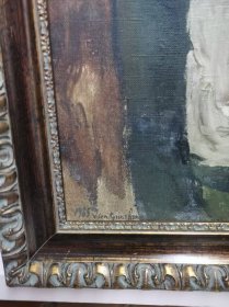 文国璋布面人物油画一幅（精裱实木画框）