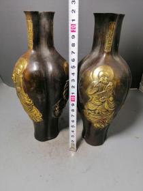 古玩铜器收藏，流金金财瓶，工艺精湛 ，包浆醇厚，