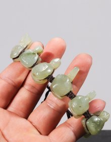 旧藏 纯手工雕刻和田玉富甲一方手串规格2.0/1.7厘米