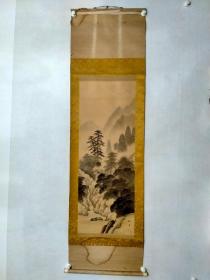【日本回流】原装旧裱 佚名国画作品《山水》一幅（纸本立轴，尺寸：108*40，款识：桂堂）