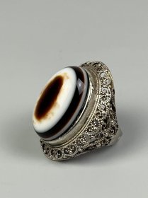 旧藏【天眼天珠】银戒指