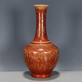 清回流瓷霁红釉长颈瓶