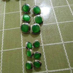 纽扣，硬金属镶绿石，12个