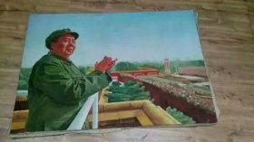 毛主席油画，长1.76米，宽0.76米，七十年代绘画