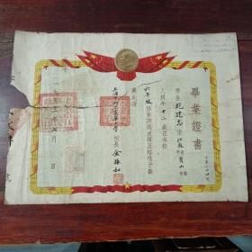 一九五三年上海市私立震华小学毕业证书