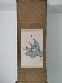 （5）挂轴老画，名家墨迹回流 原装旧裱 茶室精品，钤印 淑水，品相佳 纸本，装裱立轴老书法一幅 ，尺寸122cmX45.5cm，品相如图