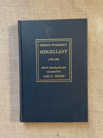 Horace Walpole's "Miscellany" 1786-1795 (Yale Studies in English) 霍勒斯·沃波尔杂集【耶鲁大学出版社精装本，英文版】馆藏书