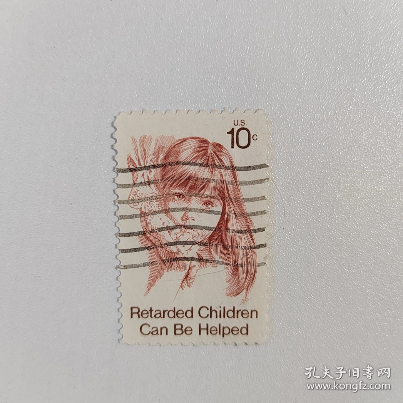 外国邮票 美国邮票1974年资料健康救助低智儿童雕刻版牵着大手的小女孩 信销1枚 如图