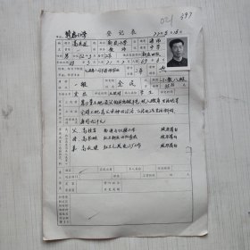 1977年教师登记表：高永发 新农民办小学/红卫人民公社新农大队18队 贴有照片