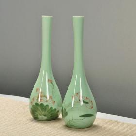 观音玉净瓶青瓷手绘陶瓷花插瓷器花器细长花瓶家居饰品摆件插花，一个价格