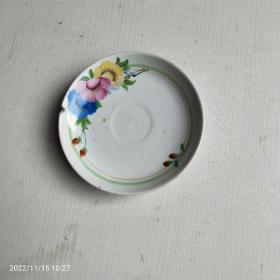 老瓷器五十年代景德镇合作社款花卉盘高白泥胎手绘白瓷盘