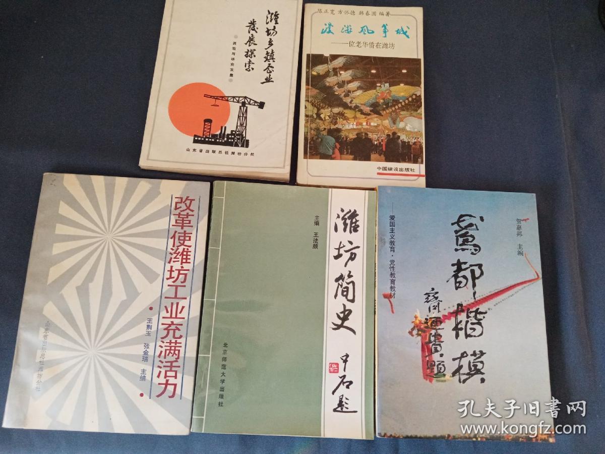 鸢都楷模 潍坊简史 潍坊乡镇企业发展探索 潍坊改革工业有活力 漫游风筝城一位老华侨在潍坊（五本合售）