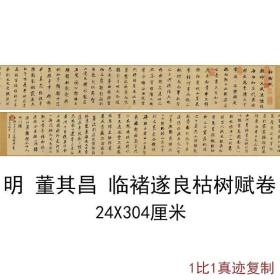 董其昌行书临褚遂良枯树赋卷复古书法字画高清微喷仿古手卷复制品