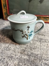 70年代，景德镇建国瓷厂，玉青堆釉茶杯一只y