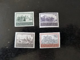 德占波兰1943/44年鹰徽建筑邮票一套 品相如图，原胶新票mnh，总体状态不错，保真，包挂号，非假不退