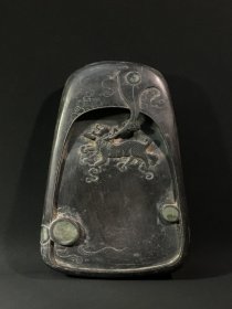 旧藏端砚 麒麟吐瑞印：晚山（胡湄）