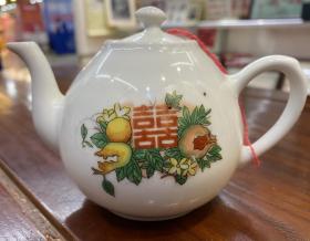 包邮：50年代景德镇第6工业社贴花小茶壶（无冲，无裂）品佳！