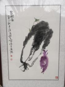 聚财图 四尺三开 白菜（百财）草虫蝈蝈 徐昆绘画作品 保真