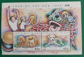 圣诞岛邮票1994年生肖狗 小型张 1全新