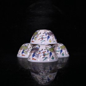 大明成化红胎斗彩麒麟纹杯（3.8×8cm）