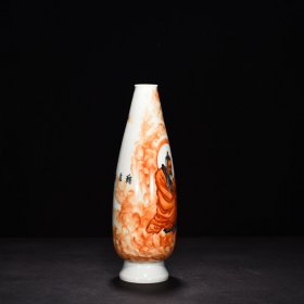 民国竹溪道人王步矾红罗汉瓶 高30厘米宽10厘米