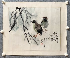 朱奕中先生手绘国画作品 《昔林栖者，今朝盆中餐》59.7x50.2cm