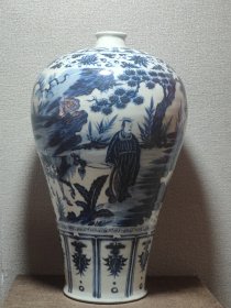 青花人物梅瓶，尺寸43/27