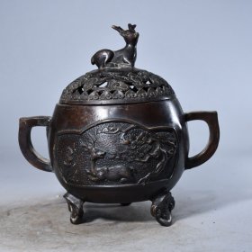 黄铜熏香炉 高16厘米宽7厘米 重量1.6斤