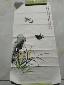 万钟 画蝶大师万钟国画一张保真