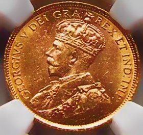 原味少见1913年加拿大乔治五世5元金币NGC评级MS60收藏
