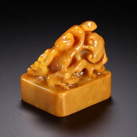 名家款 田黄石灵芝钮印章