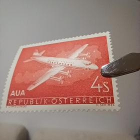 A301奥地利邮票1958年 奥地利航空公司开业飞机地图 雕刻版 新 1全 品相如图 有一点软痕