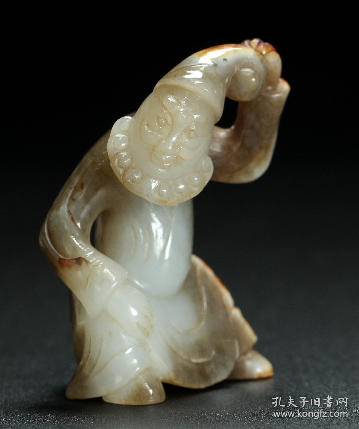 和田玉胡人把件重量：72克高6.3厘米、宽4厘米、厚3厘米