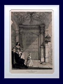 1840年石版画《库姆修导院门口，Door Way，Coombe Abbey》~纳什《老英格兰古建筑》系列，初版初印初装分辑版，54*36.5cm，85品