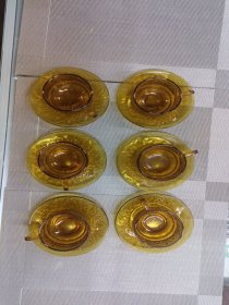 琥珀色 琥珀色玻璃茶杯套装，