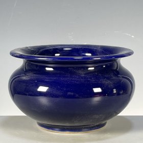 古董古玩陶瓷杂项老货旧货海外回流大明万历年制霁蓝釉水盂