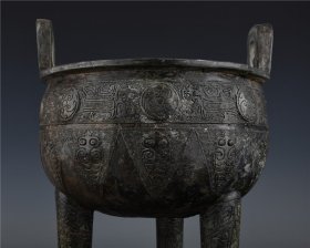 商周青铜器红斑绿绣纹三足双耳鼎古董古玩古铜器文玩艺术收藏老物