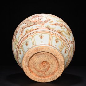 瓷器 元珐华彩沥粉描金八宝龙纹罐 高43厘米 宽30厘米