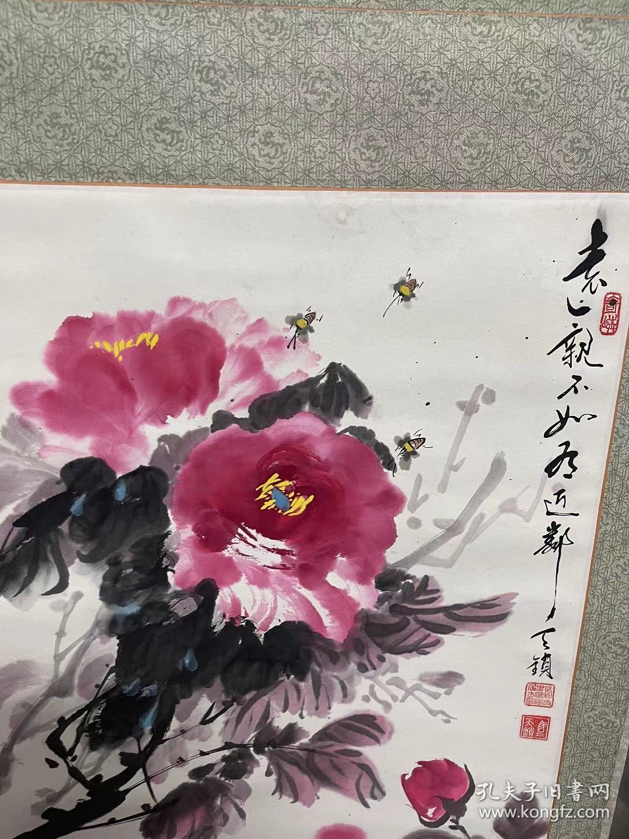 中式国画，水墨画，彩色画，花鸟画，尺寸63*167，陕西西安名人字画，马天锁，包邮（新疆，西藏，海南，内蒙除外），已裱，b1-54