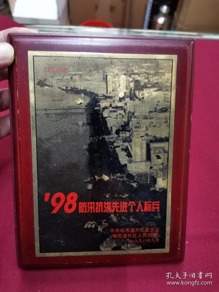 《98防汛抗洪先进个人标兵》奖状，哈尔滨市道外区人民政府颁发，一九九八年九月。